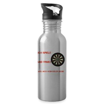 Dart and beer - Water bottle with straw - silver - Right