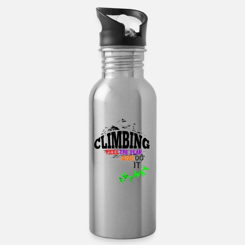 Klettern Inspiration - Trinkflasche mit integriertem Trinkhalm - Lightsilver