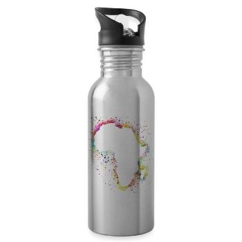 Afrika - Trinkflasche mit integriertem Trinkhalm - Lightsilver - Rechts