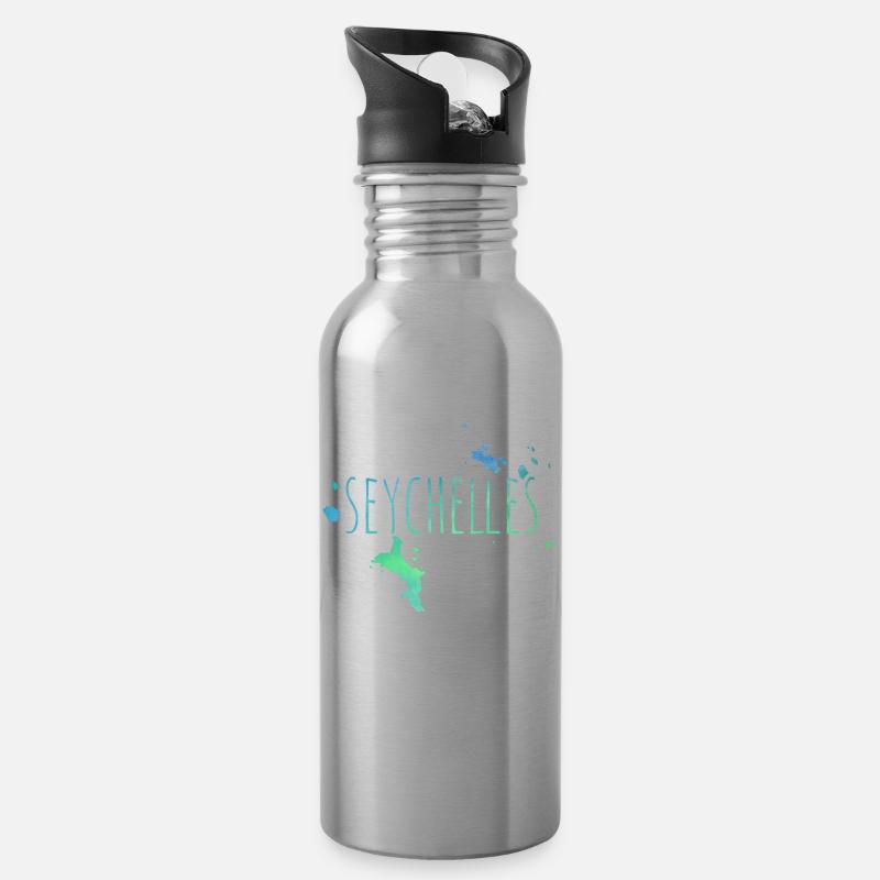 Seychelles - Trinkflasche mit integriertem Trinkhalm - Lightsilver