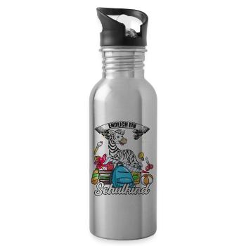 Finally a schoolchild enrolling gift zebra - Water bottle with straw - silver - Right