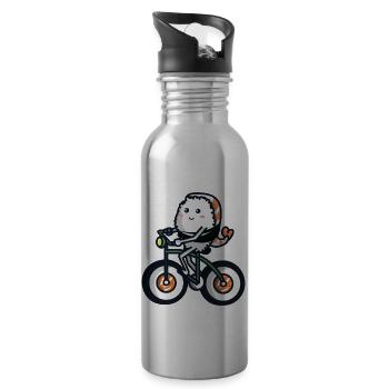 Sushi sur un vélo - Gourde avec paille intégrée - argent clair - Droite