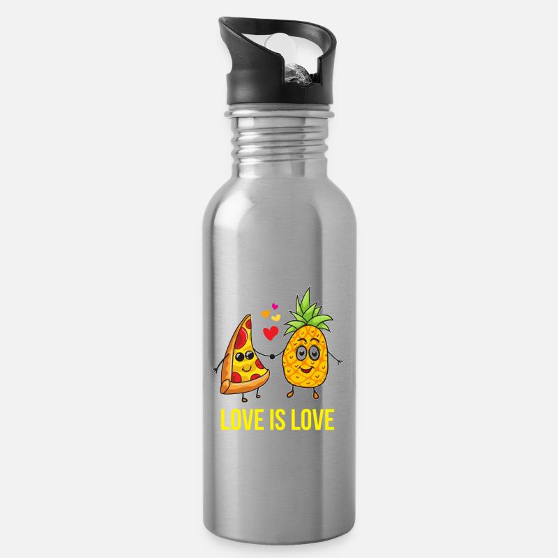 Chemise à pizza ananas - Gourde avec paille intégrée - argent clair