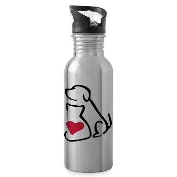 hunde katzen liebe - Trinkflasche mit integriertem Trinkhalm - Lightsilver - Rechts