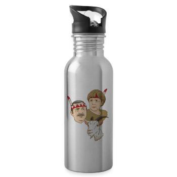 Erdogan Merkel Goat Satire Indian politician - Water bottle with straw - silver - Right