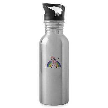 Einhorn Einhörner sind im August geboren - Unicorn - Trinkflasche mit integriertem Trinkhalm - Lightsilver - Rechts