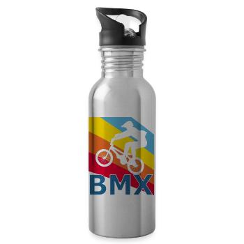 Vintage Retro Style BMX Fahrrad Zweirad Radsport - Trinkflasche mit integriertem Trinkhalm - Lightsilver - Rechts