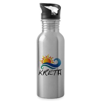 Kreta Urlaub Griechenland Geschenk - Trinkflasche mit integriertem Trinkhalm - Lightsilver - Rechts
