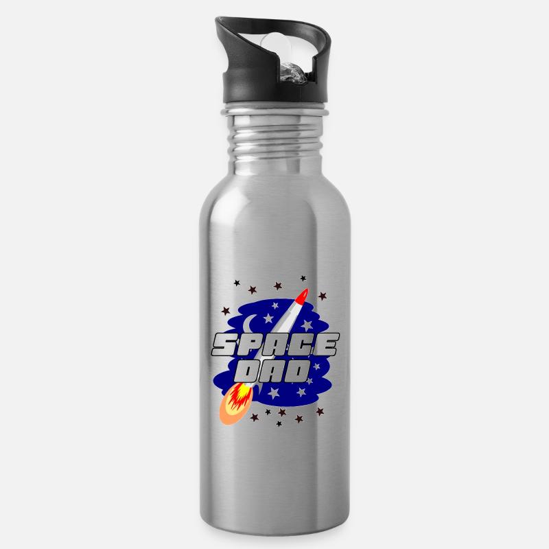 Space dad best dad Geschenkidee - Trinkflasche mit integriertem Trinkhalm - Lightsilver