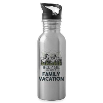 "Help Me I am on a Family Vacation" / Gift / Men - Trinkflasche mit integriertem Trinkhalm - Lightsilver - Rechts