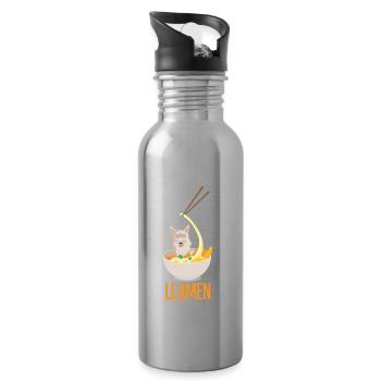 Funny llama and ramen noodles asian cuisine - Water bottle with straw - silver - Right