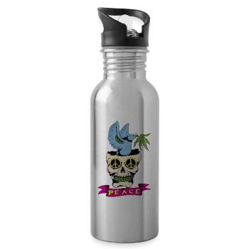 Peace gift - Water bottle with straw - silver - Right