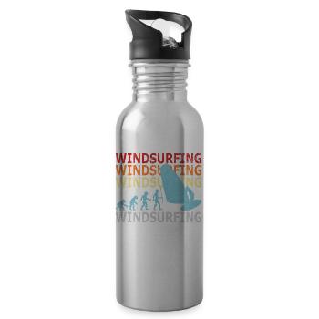 Retro Vintage Windsurfer Evolution Windsurfen - Trinkflasche mit integriertem Trinkhalm - Lightsilver - Rechts