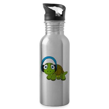 Idée cadeau kawaii pour un casque tortue - Gourde avec paille intégrée - argent clair - Droite