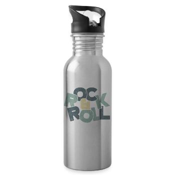 Rock & roll kids gift saying - Water bottle with straw - silver - Right