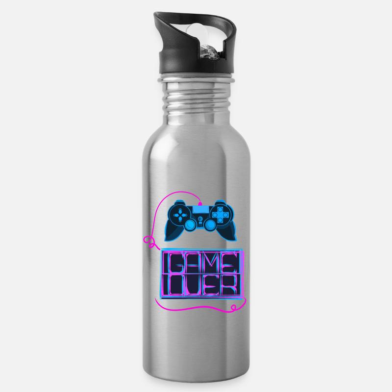 Jeu Gameover Game Nerd Geek - Gourde avec paille intégrée - argent clair