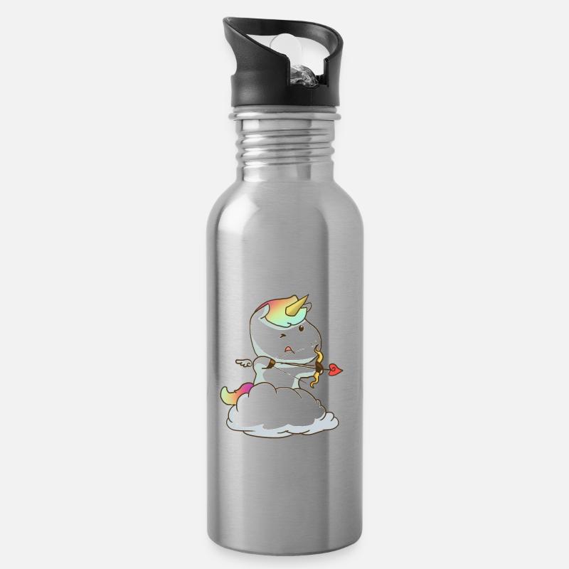 Amor - Trinkflasche mit integriertem Trinkhalm - Lightsilver
