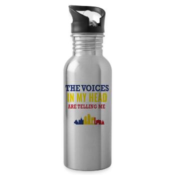 Voices are telling me to go to Romania - Trinkflasche mit integriertem Trinkhalm - Lightsilver - Rechts