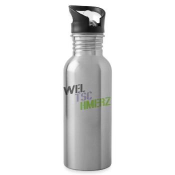 Weltschmerz saying word motto - Water bottle with straw - silver - Right