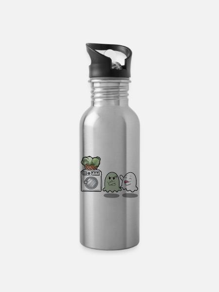 Ghost costume washing machine dirty lacquering - Water bottle with straw - silver
