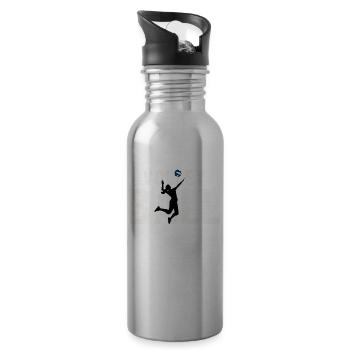 Cadeau de volleyball cool - Gourde avec paille intégrée - argent clair - Droite