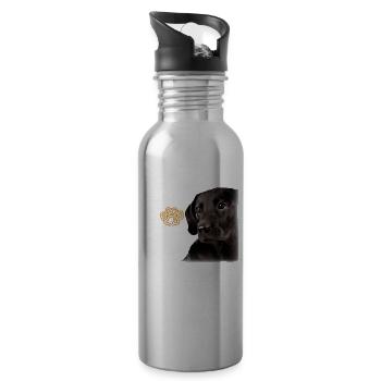 Der Beste Hund - Labrador Braun - Trinkflasche mit integriertem Trinkhalm - Lightsilver - Rechts