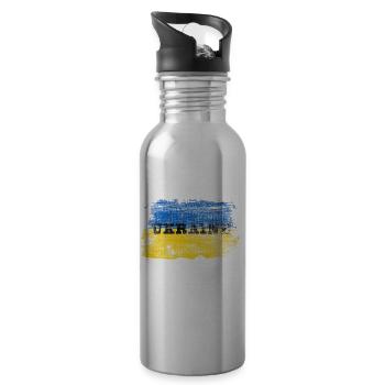 Ukraine - Trinkflasche mit integriertem Trinkhalm - Lightsilver - Rechts