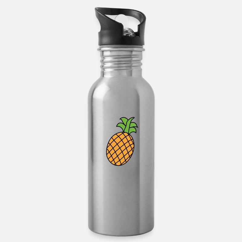 Ananas - Trinkflasche mit integriertem Trinkhalm - Lightsilver