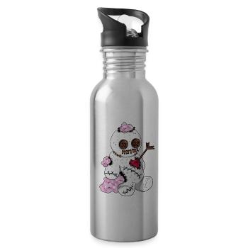 Voodoo Puppe Liebe Liebeskummer Freundin Teddy - Trinkflasche mit integriertem Trinkhalm - Lightsilver - Rechts