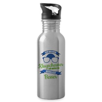 Ich bin kein klugscheisser ich weiss es besser. - Trinkflasche mit integriertem Trinkhalm - Lightsilver - Rechts