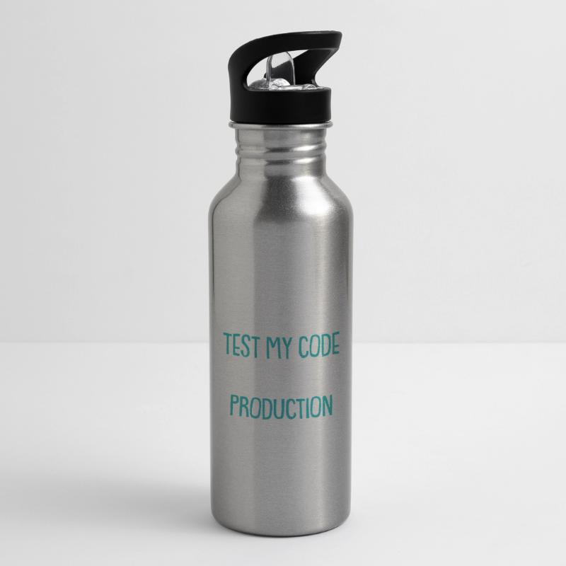 Cool Test Code Production Coder Shirt Gift Trinkflasche mit integriertem Trinkhalm