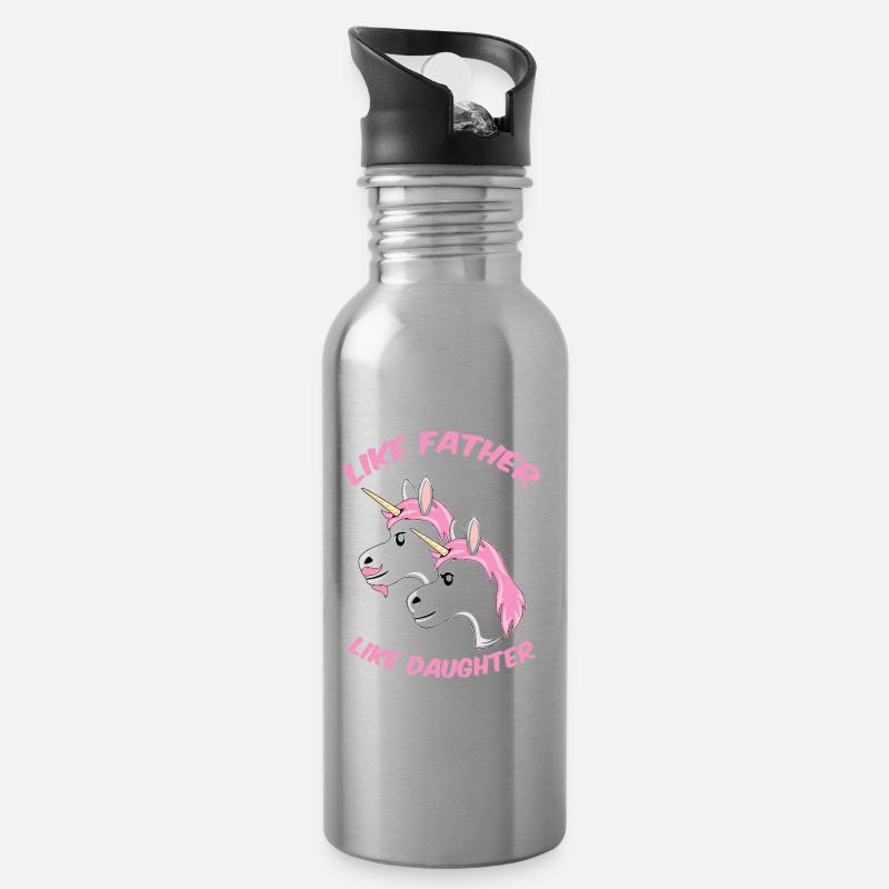 Wie Vater wie Tochter Einhorn - Trinkflasche mit integriertem Trinkhalm - Lightsilver