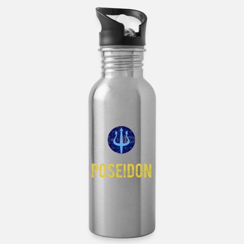 Poséidon - Gourde avec paille intégrée - argent clair