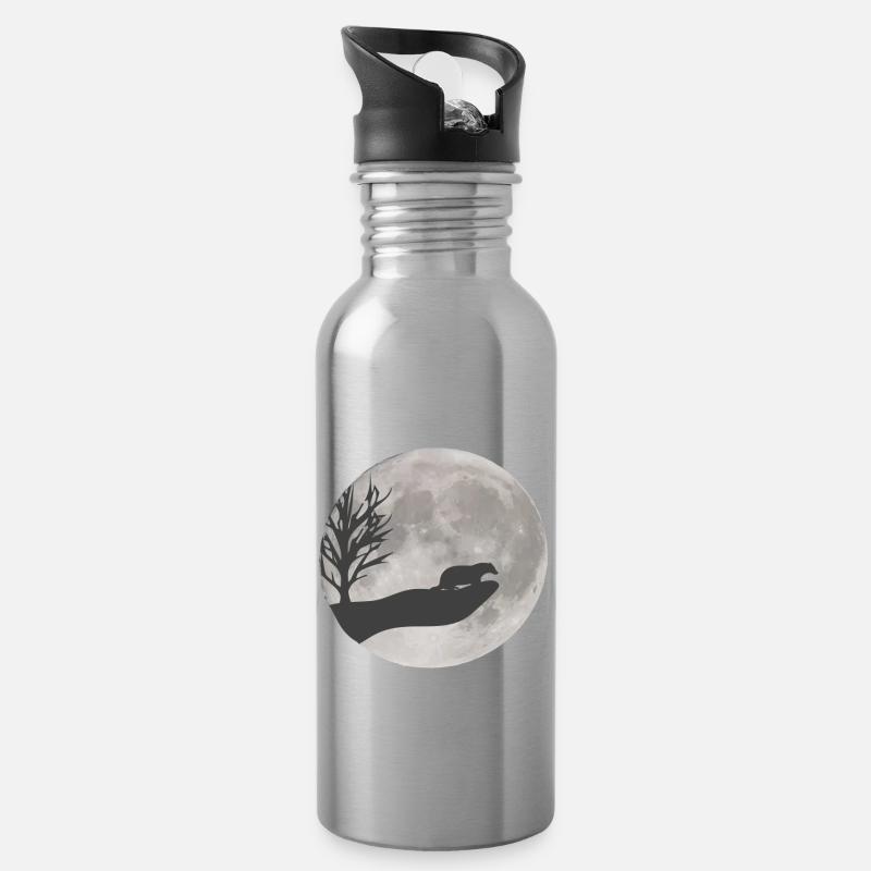 Dachs Zeichnung - Trinkflasche mit integriertem Trinkhalm - Lightsilver