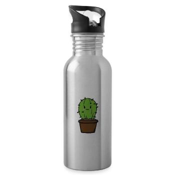 Funny cher cactus aimerait un cadeau câlin - Gourde avec paille intégrée - argent clair - Droite