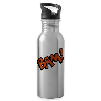 Bam! Comic Sprechblase Lustig Schrift Geschenk - Trinkflasche mit integriertem Trinkhalm - Lightsilver - Rechts