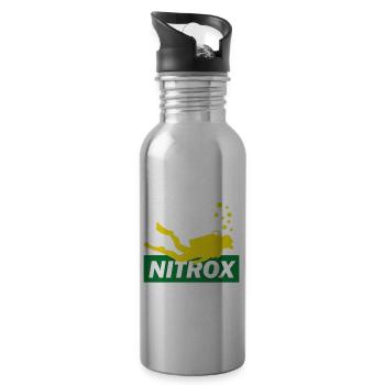 Diving Nitrox Scuba Diving Budy Diver Gift - Water bottle with straw - silver - Right