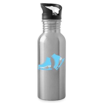 Eiskunstlauf Kinder Schuhe Geschenk Weihnachten - Trinkflasche mit integriertem Trinkhalm - Lightsilver - Rechts