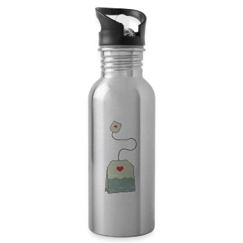 Teebeutel Geschenk Baby Schwanger Mama - Trinkflasche mit integriertem Trinkhalm - Lightsilver - Rechts