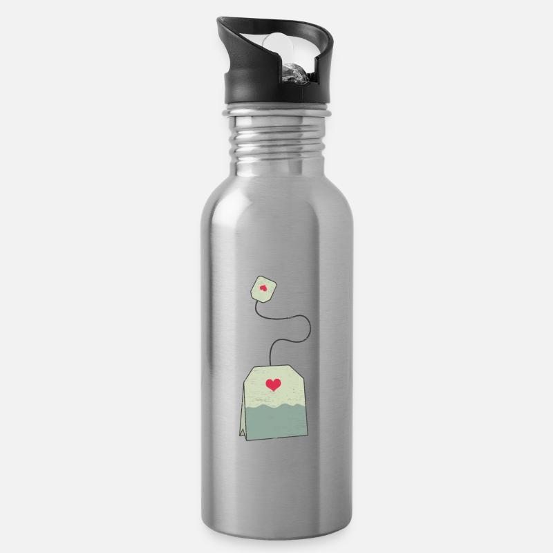 Sachet de thé cadeau bébé maman enceinte - Gourde avec paille intégrée - argent clair