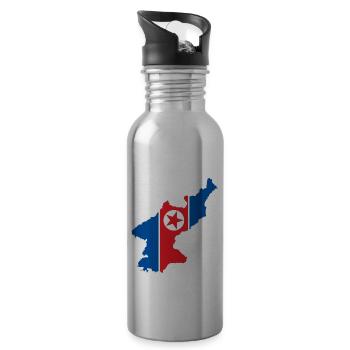 Corée du Nord Corée du Sud Drapeau Corée Cadeau - Gourde avec paille intégrée - argent clair - Droite