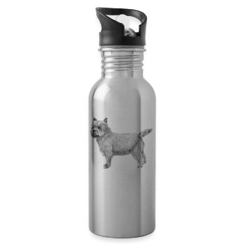 Cairn Terrier - Water bottle with straw - silver - Right