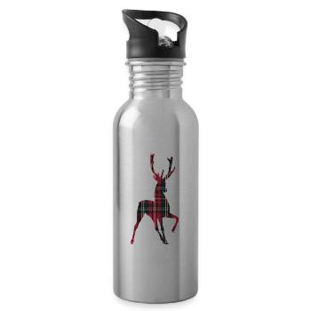 Prancing Hirsch rot und grün Plaid - Trinkflasche mit integriertem Trinkhalm - Lightsilver - Rechts