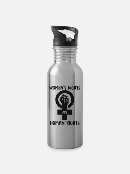 Frauenrechte Menschenrechte Feminismus Geschenk - Drikkeflaske med integreret sugerør - lys sølv