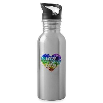 Love Is Love Houston - Water bottle with straw - silver - Right