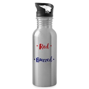 Vin rouge et buzzed drôle 4 juillet - Gourde avec paille intégrée - argent clair - Droite