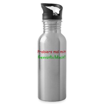 Probiers mit Gemütlichkeit - Geschenkidee faul - Trinkflasche mit integriertem Trinkhalm - Lightsilver - Rechts