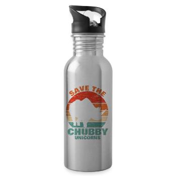 Save the Chubby Unicorns Gift Rhino Rhino - Water bottle with straw - silver - Right