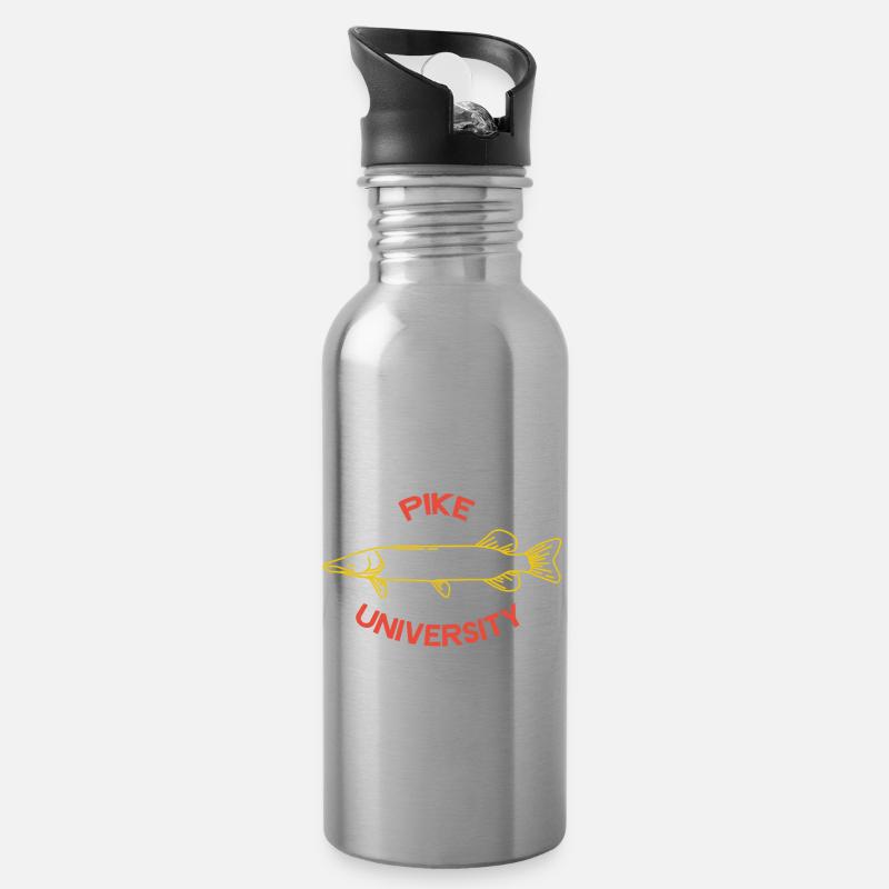 Pike Hecht University cadeau prédateur pêche - Gourde avec paille intégrée - argent clair