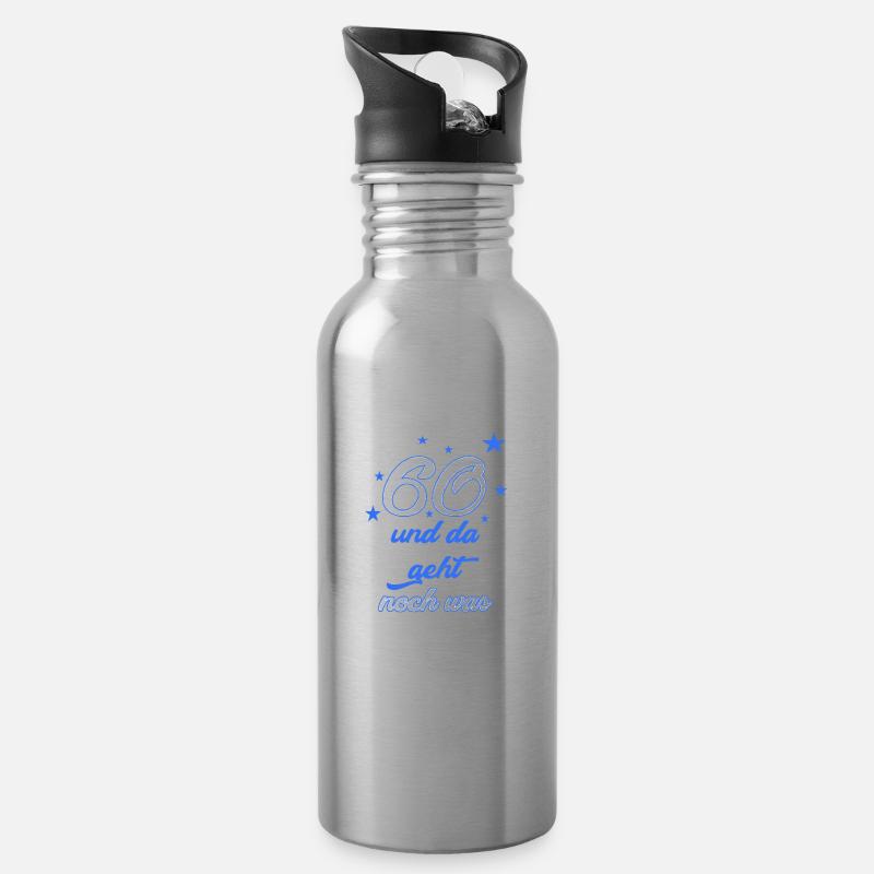 60. Geburtstag - 60 Jahre - sechszig - Geschenk - Trinkflasche mit integriertem Trinkhalm - Lightsilver